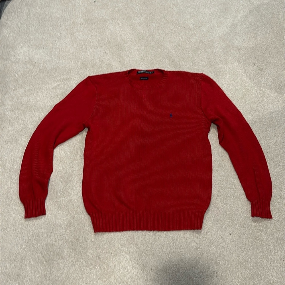Men’s Polo Ralph Lauren 100% cotton red cable knit sweater